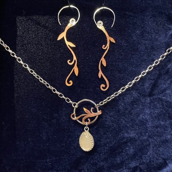 tendril earrings and necklace set